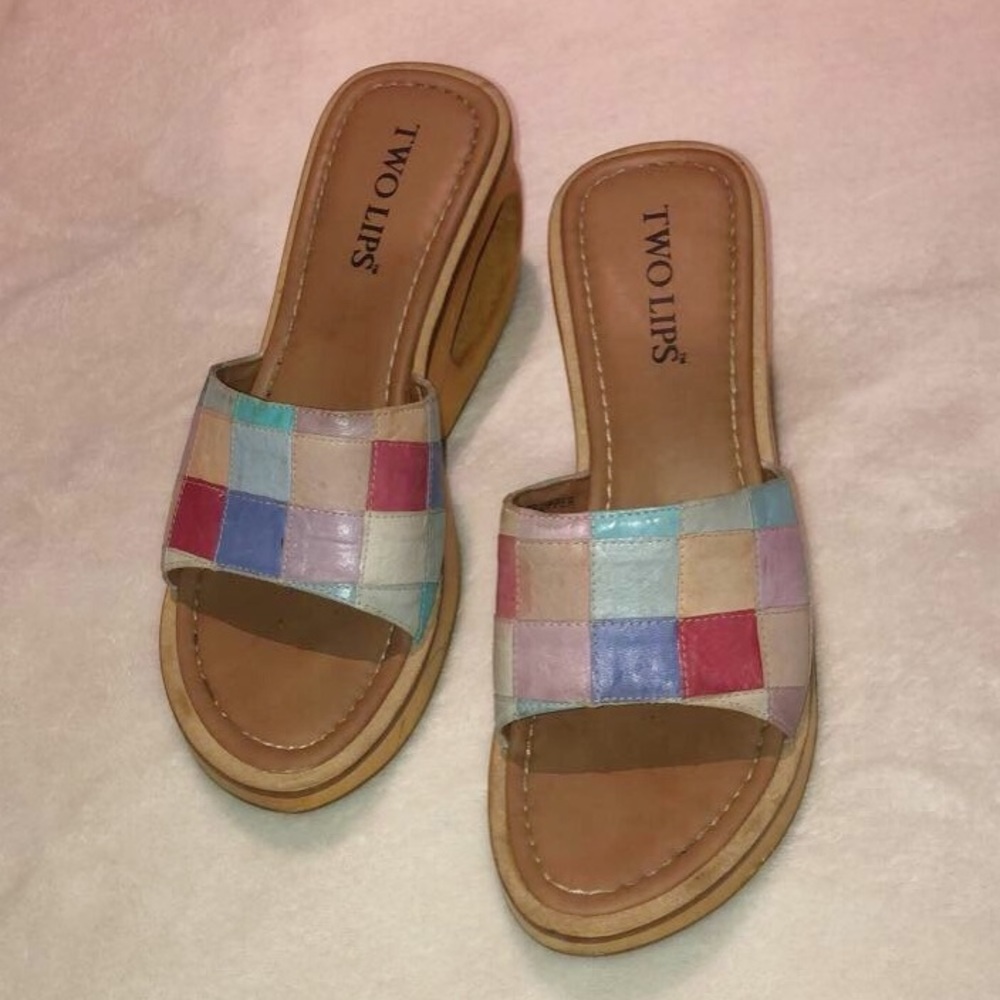 Rare Two Lips Lina Leather Patchwork Platforms